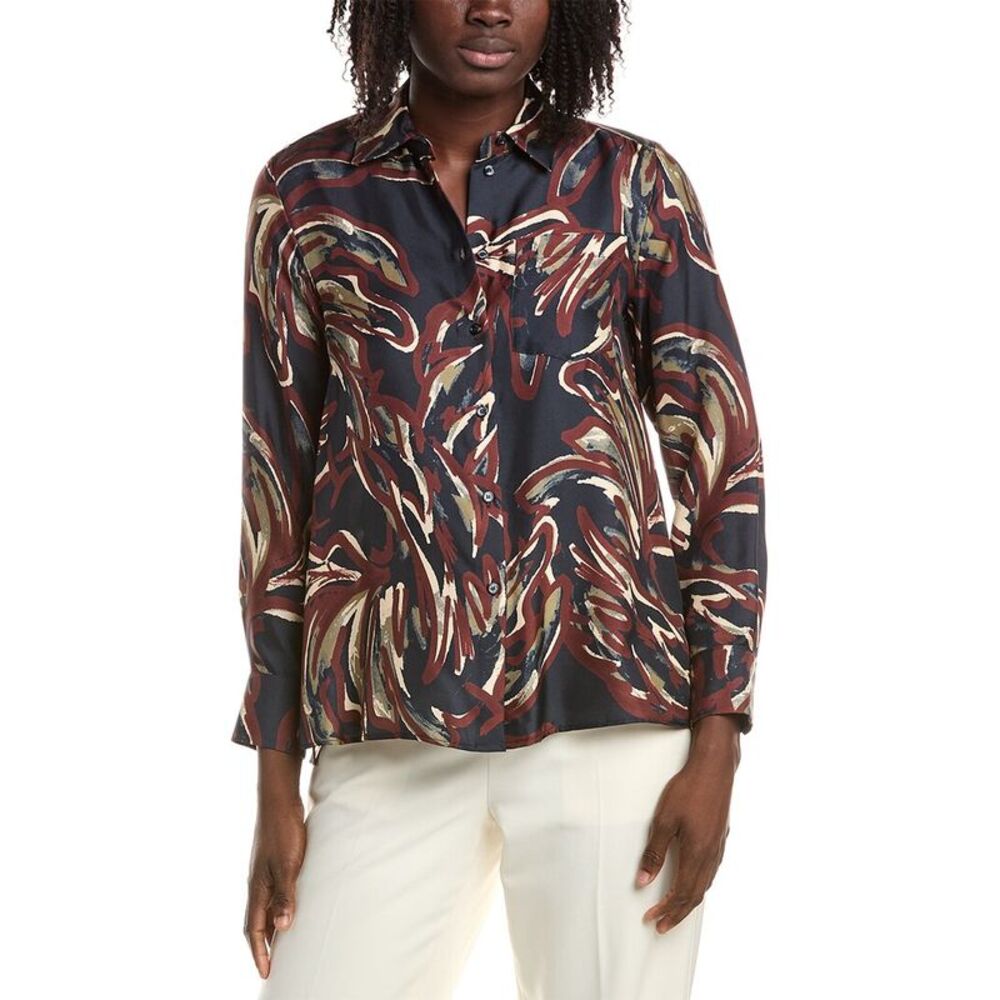 Max Mara Womens Weekend Rive Silk Shirt, Blue
